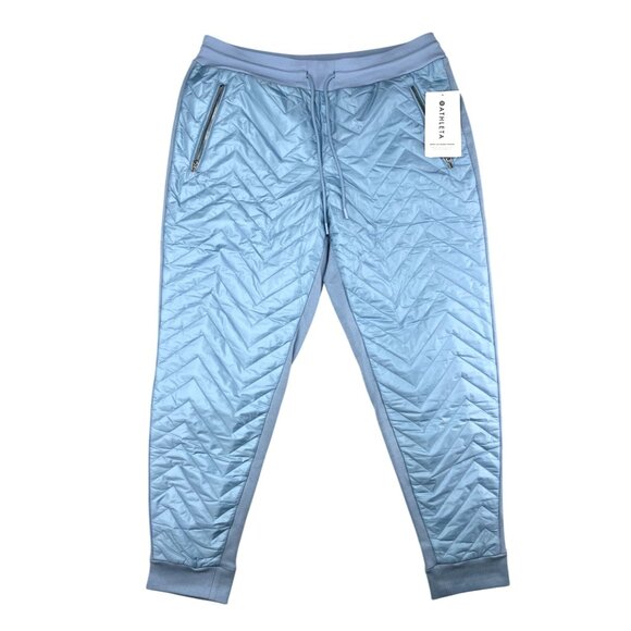 Athleta Womens Apres Ski Down Quilted Jogger Pants Heron Blue Drawstring 12P - Picture 3 of 16